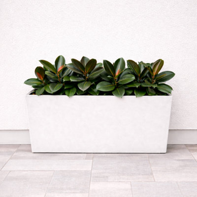 Fargro Home And Garden Narrow Trough Planter White Polystone Outdoor Plant Pot 79Cm X 25Cm X 40Cm 55L Large from B&Q