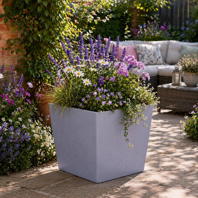 Fargro Home And Garden Square Planter Charcoal Black Polystone Outdoor Plant Pot 35Cm X 35Cm X 35Cm 38L Medium from B&Q