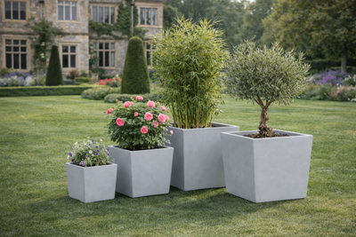 Fargro Home And Garden Square Planter Grey Polystone Outdoor Plant Pot 35Cm X 35Cm X 35Cm 38L Medium from B&Q
