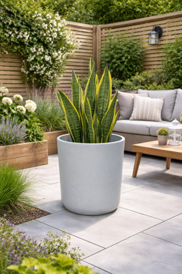 Fargro Home And Garden Egg Round Planter White Polystone Outdoor Plant Pot 45Cm X 45Cm 59L Large from B&Q