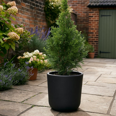 Fargro Home And Garden Egg Round Planter Charcoal Black Polystone Outdoor Plant Pot 35Cm X 35Cm 26L Medium from B&Q