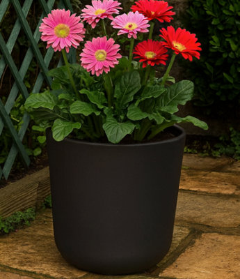 Fargro Home And Garden Egg Round Planter Charcoal Black Polystone Outdoor Plant Pot 45Cm X 45Cm 59L Large from B&Q