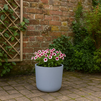 Fargro Home And Garden Egg Round Planter Light Grey Polystone Outdoor Plant Pot 25Cm X 25Cm 9L Small from B&Q