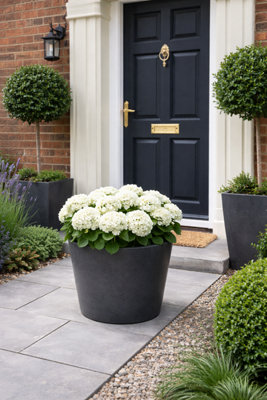 Fargro Home And Garden Bucket Round Planter Charcoal Black Polystone Outdoor Plant Pot 32Cm X 26Cm 16L Small from B&Q