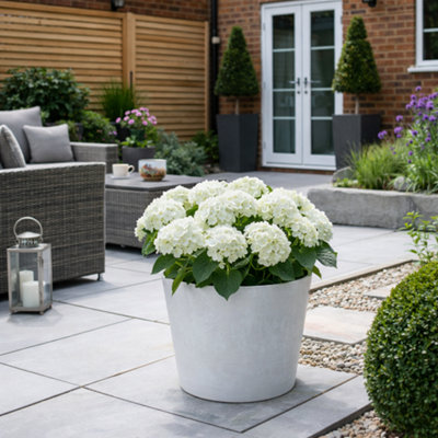 Fargro Home And Garden Bucket Round Planter White Polystone Outdoor Plant Pot 32Cm X 26Cm 16L Small from B&Q