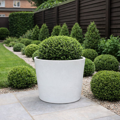 Fargro Home And Garden Bucket Round Planter White Polystone Outdoor Plant Pot 54Cm X 42Cm 74L Extra Large from B&Q
