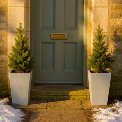Fargro Home And Garden™ Tall Tapered Garden PlanterPolystone Light Grey Outdoor Plant Pot TaperedL32 W32 H70 Cm46L from B&Q