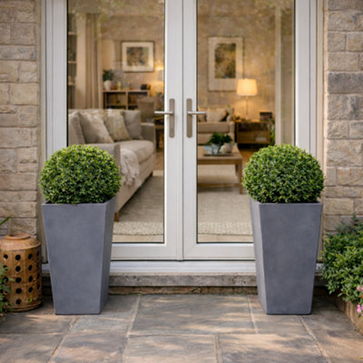 Fargro Home And Garden Tall Tapered Planter Charcoal Black Poly Stone Outdoor Plant Pot 41Cm X 41Cm X 80Cm 80L Extra Large from B&Q