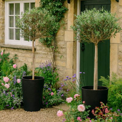 Fargro Home And Garden Vase Planter Charcoal Black Polystone Outdoor Tall Plant Pot 35Cm X 55Cm 37L Medium from B&Q