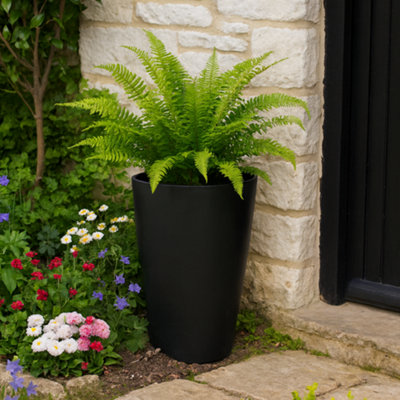 Fargro Home And Garden Vase Planter Charcoal Black Polystone Outdoor Tall Plant Pot 45Cm X 75Cm 83L Extra Large from B&Q