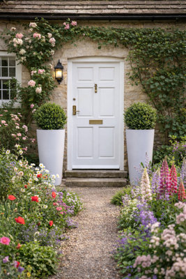 Fargro Home And Garden Vase Planter White Polystone Outdoor Tall Plant Pot 45Cm X 75Cm 83L Extra Large from B&Q