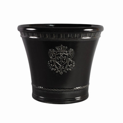 Fargro Home And Garden™ Royal Round Fluted Planter D25 X H22 CmBlack Indoor & Outdoor Plant Pot from B&Q