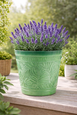 Fargro Home And Garden™ Country Garden Round PlanterGreen Pot D30 X H30 Cm14L Outdoor Plant Pot from B&Q