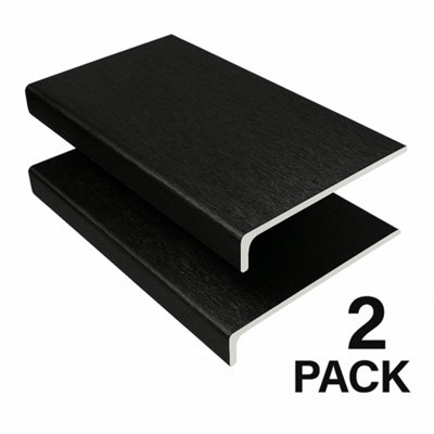 B&Q -  Windows4You Black Ash Woodgrain Upvc Capping Board (L) 2M X (W) 250mm X 9mm Fascia & Window Sill CoverPack Of 2