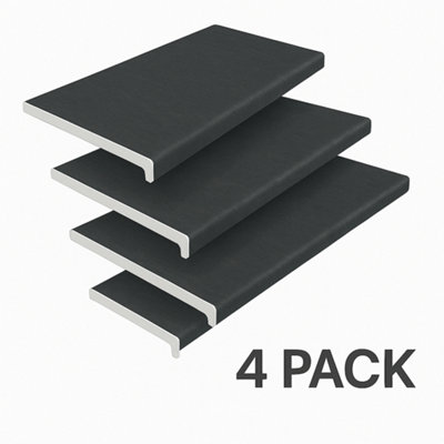 B&Q -  Windows4You Anthracite Grey Woodgrain Upvc Capping Board With End CapsFascia & Roofline Cover(L) 3M X (W) 200mm (Pack Of 4)