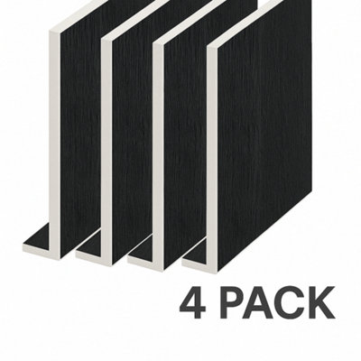 B&Q -  Windows4You Black Ash Woodgrain Upvc Capping Board With End CapsFascia & Roofline Cover(L) 3M X (W) 175mm (Pack Of 4)
