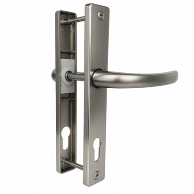 B&Q Upvc Door Handle With Built-In Spring Cassette 92Pz, 215Mm Screw Centres Satin Finish White