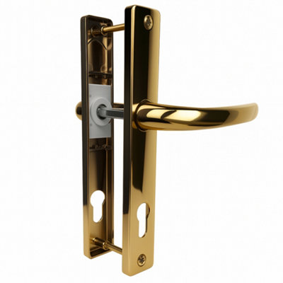 B&Q Upvc Door Handle With Built-In Spring Cassette 92Pz, 215Mm Screw Centres Finish Gold