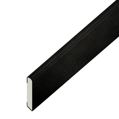 Eurocell Windows4You Black Ash Woodgrain Upvc Architrave TrimPencil Round Flat(L) 1M X (W) 95mm from B&Q