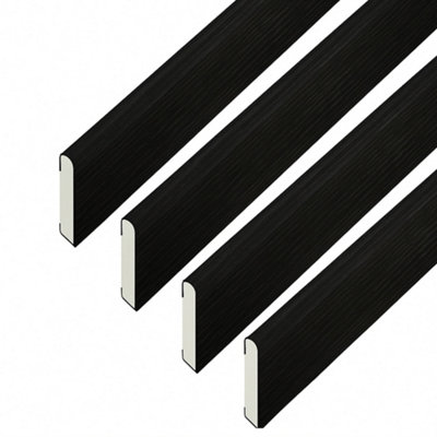  - Windows4You Black Ash Upvc Architrave Trim (L)1M X (W)30mm X 6mm Pencil RoundDoor & Window SurroundPack Of 4