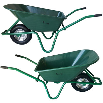 Actiasgear 85L Heavy Duty Plastic Wheelbarrow Garden & Diy Cart With Pneumatic Wheel