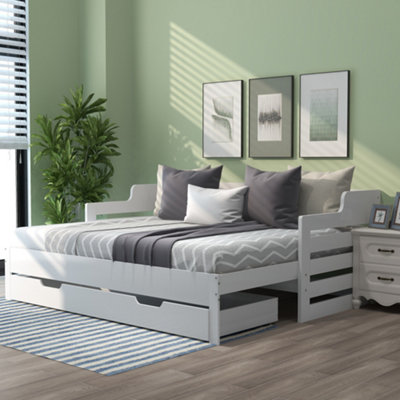 3Ft Daybed Trundle And Drawer Cabin Bed Guest Bed Sofa Bed Pull Out Trundle And Storage Drawer from B&Q