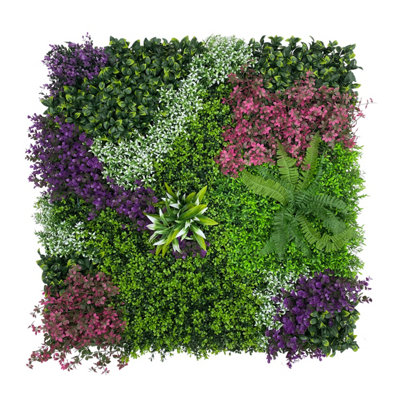 B&Q -  Artificial Plant Flower Wall Panels Realistic Indoor  Outdoor Greenery 1M X 1M For HomeGardenOffice Decor