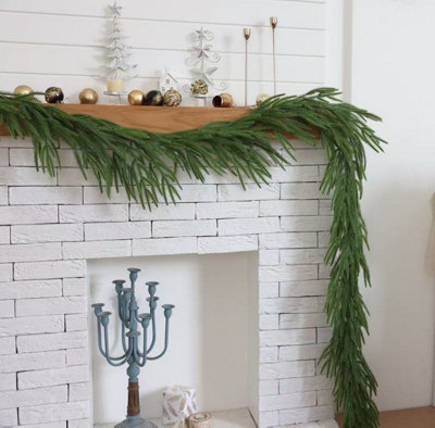 The Chair Cover Company 9Ft Christmas Garland Real Touch Norfolk PineArtificial Greenery Garland For MantlepieceFireplaceTableStaircaseDoorway, from B&Q