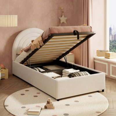 Aka Upholstered Bed With Slatted Frame - Cream - Image 3