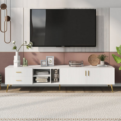 Aka Modern Tv Stand And Entertainment Centre, White - White - Image 3