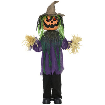 Aka Unisex Purple Pumpkin Scarecrow Halloween Animatronic, Glowing Eyes In - Image 3