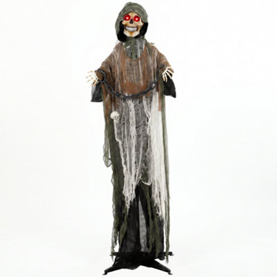 Aka Unisex Black Animated Grim Reaper Halloween Animatronic, Glowing Eyes In - Image 3