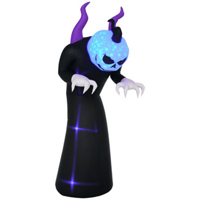 Aka Inflatable Halloween Ghost, Horns, Led Lights & Flame Effect - Black - Image 3