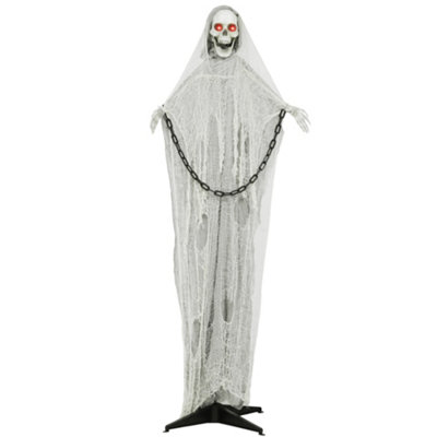 Aka Animated Skeleton Grim Reaper, Glowing Led Eyes - Grey - Image 3