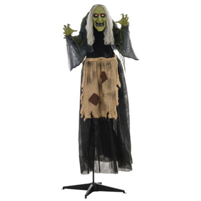 Aka Unisex Black Hunchback Witch Halloween Animatronic, Glowing Eyes In - Image 3