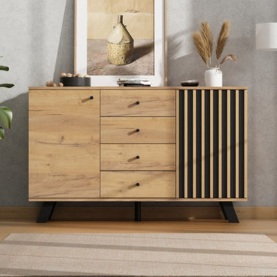  - Dark Oak Sideboard With 4 Drawers And 2 Cabinets