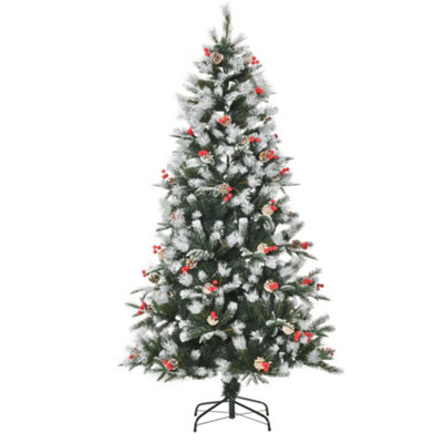  - 6Ft Snow-Dipped Artificial Christmas TreeBerriesPineconesGreen