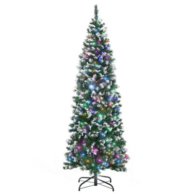  - 6Ft Pre-Lit Slim Pencil Christmas Tree300 Multicolour LedsGreen