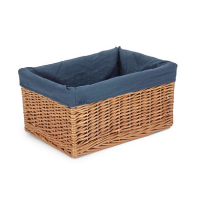 B&Q -  Double Steamed Navy Cotton Lined Willow Storage Basket