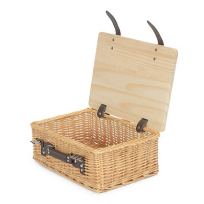 Red Hamper 36Cm Buff Willow Empty Picnic Basket With Pinewood Lid from B&Q