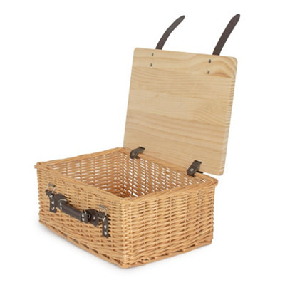 Red Hamper 41Cm Buff Willow Empty Picnic Basket With Pinewood Lid from B&Q