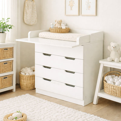 Kidsaw 1580Wco Baby 4 Drawer With Changing Board/storageWhite from B&Q