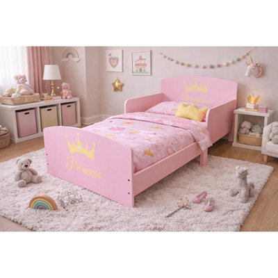 Kidsaw Pink Princess Toddler Bed Frame With Safety Rails - Image 6