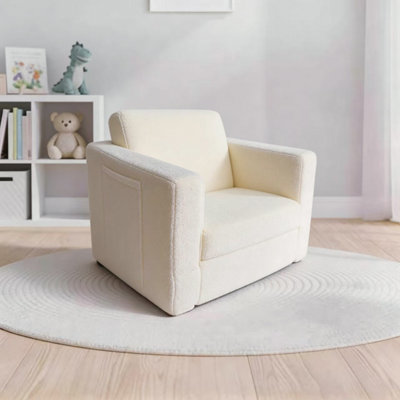 Kidsaw Lamb Fold Out Lounger Chair - Convertible Kids Lambs Chair Bed - White - Image 5