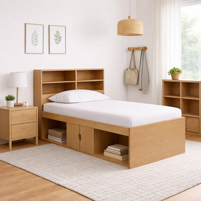 B&Q -  Low Single 3Ft Cabin Bed With Bookcase HeadboardOak Effect - Image 6