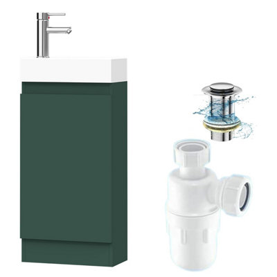 Belofay 400mm Bathroom Vanity Unit With BasinWhite Ceramic Bathroom Sink With Trap And WasteNo Tap Included(Denvor Green) from B&Q