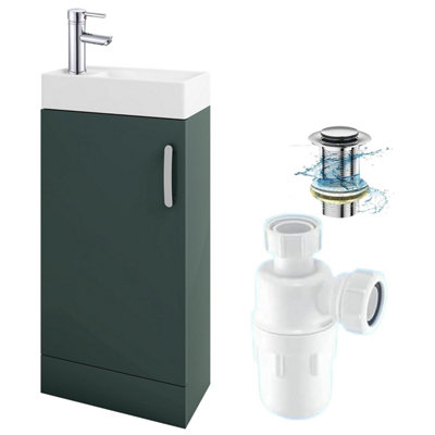 Belofay 400mm Bathroom Vanity Unit With BasinWhite Ceramic Bathroom Sink With Trap And WasteNo Tap Included(New York Green) from B&Q