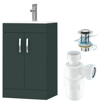 Belofay 500mm Bathroom Vanity Unit With BasinWhite Ceramic Bathroom Sink With Trap And WasteNo Tap Included(New York Green) from B&Q