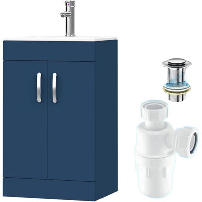 Belofay 600mm Bathroom Vanity Unit With BasinWhite Ceramic Bathroom Sink With Trap And WasteNo Tap Included(New York Blue) from B&Q