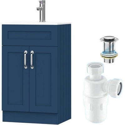 B&Q -  Blue 500mm Freestanding Bathroom Vanity Unit With Basin With 1 Tap HoleTrap And Waste